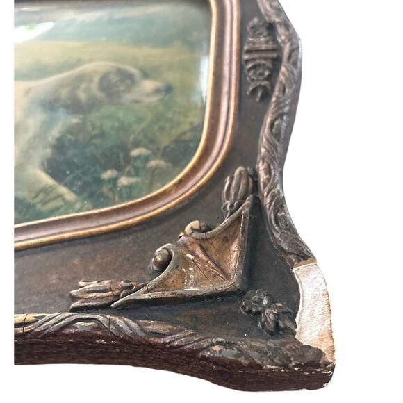 Hunting Birding Dogs Print in Antique Convex Frame Sporting Art - Picture 8 of 16